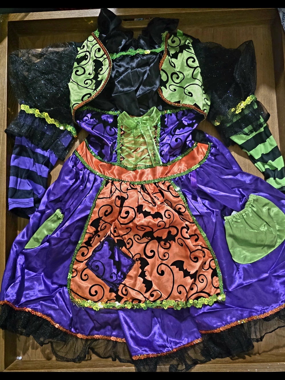 Like New Teetot Patchwork Witch Deluxe Halloween Costume Dress Girls Size 5-6